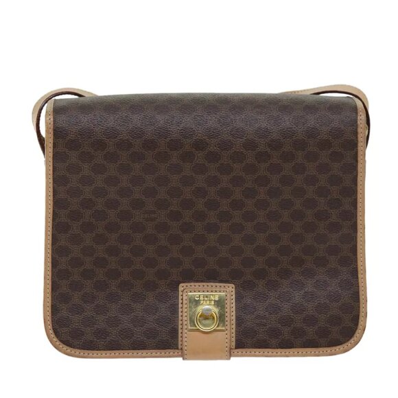CELINE Macadam Canvas Shoulder Bag PVC Brown Auth am6264 - Picture 1 of 15